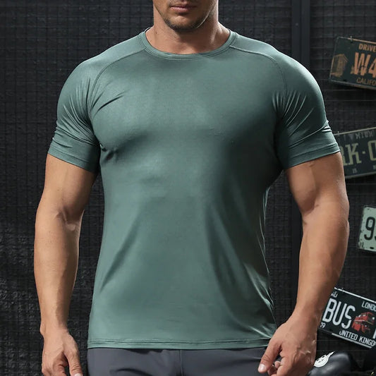 Men Bodybuilding Tights Gym Training Shirt