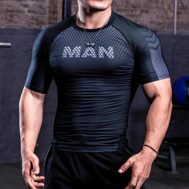 Men Tight Bodybuilding Sport T-Shirt