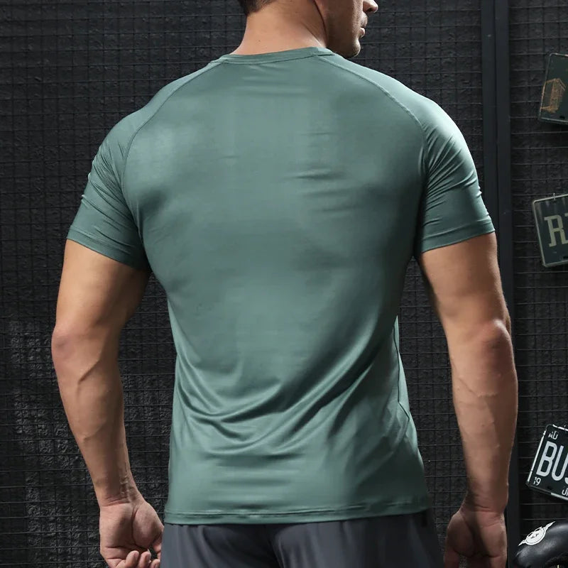 Men Bodybuilding Tights Gym Training Shirt