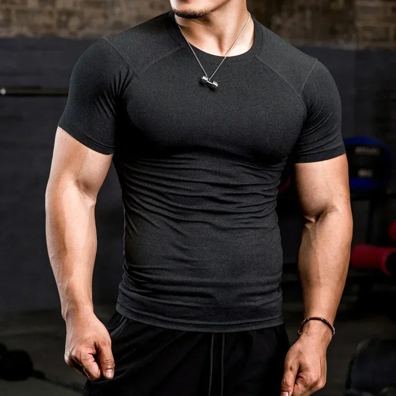 Men Tight Bodybuilding Sport T-Shirt