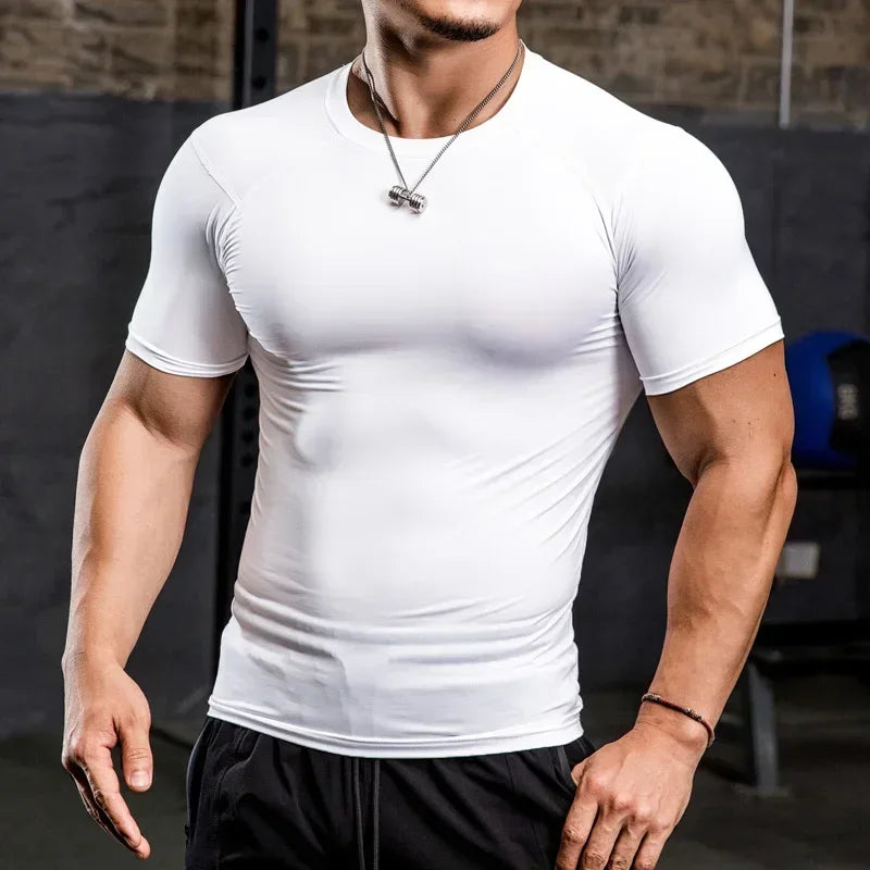 Men Tight Bodybuilding Sport T-Shirt