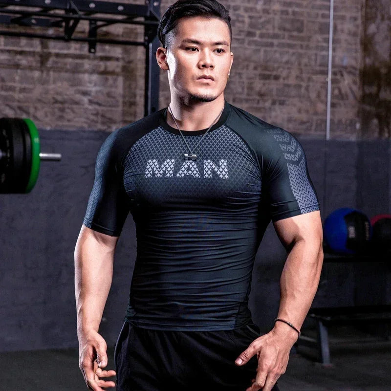 Men Tight Bodybuilding Sport T-Shirt