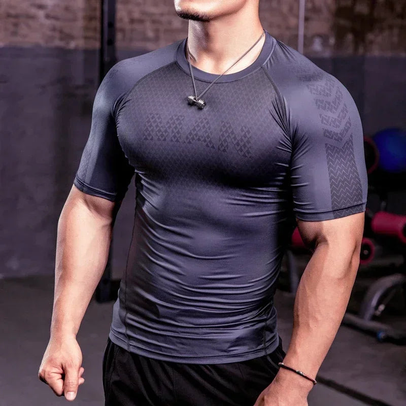 Men Tight Bodybuilding Sport T-Shirt