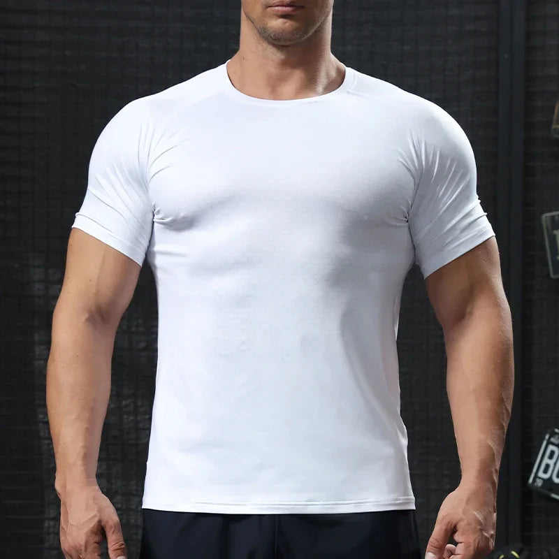 Men Bodybuilding Tights Gym Training Shirt