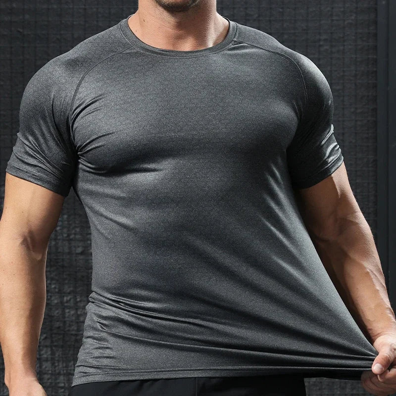 Men Bodybuilding Tights Gym Training Shirt