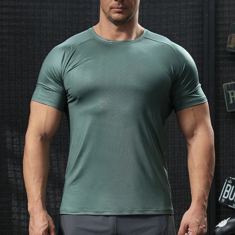 Men Bodybuilding Tights Gym Training Shirt